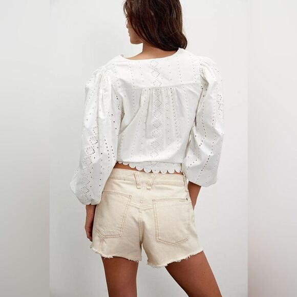 We The Free Now Or Never Denim Shorts In Ecru - Picture 3 of 3